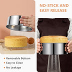 7 Inch Round Cake Pans, Removable Bottom & Easy Releasing, 304 Stainless Steel Cake Pan, Non-Toxic & Healthy Cake Baking Cheesecake Pan, Leakproof & Nonstick