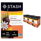 Stash Tea Mango Passionfruit Herbal Tea - Naturally Caffeine Free, Non-GMO Project Verified Premium Tea with No Artificial Ingredients, 20 Count (Pack of 6) - 120 Bags Total
