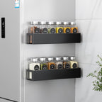 2 Pack Magnetic Spice Rack with 12 Spice Jars, Spice Labels, Magnetic Spice Organizer Shelf for Refrigerator, Microwave, Seasoning Organizer for Kitchen, Spice Jars with Label and Organizer Rack