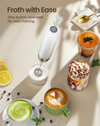 Maestri House Rechargeable Milk Frother, LunaFro Mini Handheld Electric Foam Maker Detachable Stainless Steel Whisk Drink Mixer Foamer Mini Blender for Matcha, Lattes, Cappuccino, No Stand
