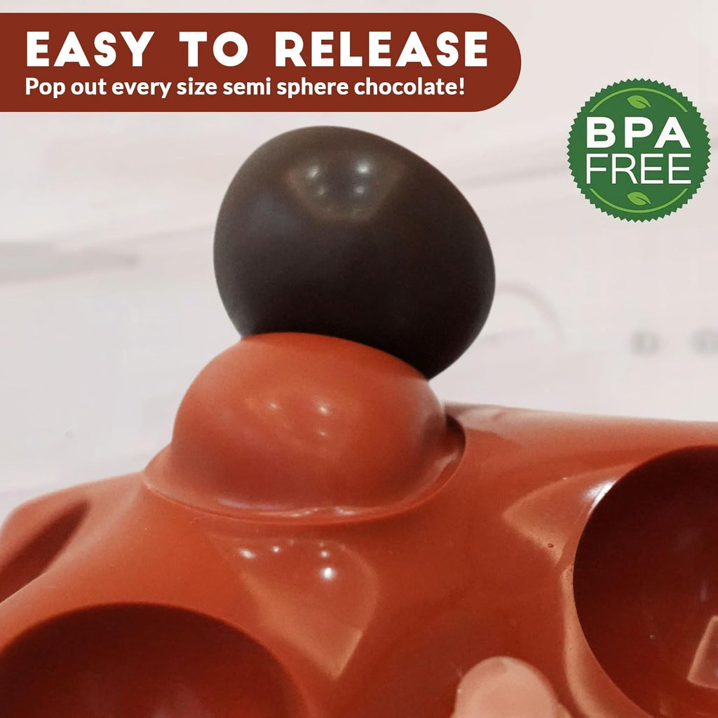 HKNMTT Silicone Semi-Sphere Molds 15 Cavities 2-Pack 1.5" for Chocolate Truffles Jelly Fat Bombs Gelatina, Small Baking Round Half Sphere Candy Moulds, Homemade Freeze Food Grade BPA Free Oven Safe