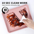 Toaster Oven Pans Set of 2, Shinsin 11-Inch Nonstick Baking Sheet Pans and Trays, 1/8 Thicker Replacement Small Baking Tray Accessories for Cookie, Non Toxic and Easy Clean and Diswasher Safe, Pink