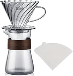 Bincoo Pour Over Coffee Dripper Set, Drip Coffee Maker, Included Borosilicate Glass Carafer and Coffee Dripper & 50 Pcs Size 02 Paper Filter, 16oz(500ml) (Smoky Gray Set)