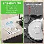 Stone Drying Mat for Kitchen Counter, Stone Bath Mats for Bathroom, Quick Dry Diatomaceous Earth Mat, Foldable Non-Slip Stone Mat for Bathroom Dishes Bottles Cups, Match Any Countertop, 15.8''x11.8''