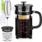 French Press Coffee Maker 304 Stainless Steel Coffee Press,with 4 Filters System, Heat Resistant Thickness Borosilicate French Press Glass, BPA-Free Brewed Tea Pot Coffee Plunger(Copper 12oz)