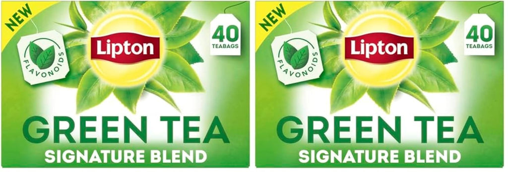 Lipton Signature Blend Green Tea Bags, Unsweetened Teabags for Hot Tea or Iced Tea with Caffeine and Flavonoids, 40 Total Tea Bags (Pack of 2)