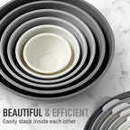 Zulay Kitchen 12 Piece Plastic Nesting Mixing Bowls with Lids - Colorful Microwave & Freezer Safe Gray Ombre Set