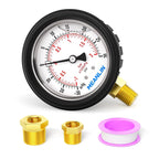 MEANLIN MEASURE -30inHG~30Psi Stainless Steel 1/4" NPT 2.5" FACE DIAL Vacuum Pressure Gauge, Lower Mount (with Rubber Protective Sleeve), with 1/2" NPT and 3/8" NPT Hex Bushing