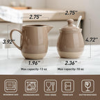 famiware Milkyway Ceramic Sugar and Creamer Set, 10oz Sugar Bowl & 13oz Creamer Set – Stoneware Milk Pitcher & Sugar Dispenser for Coffee Bar, Kitchen, Countertop, Coffee Serving Set, Cinnamon Brown