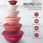 Zulay Kitchen 12 Piece Plastic Mixing Bowls with Leak-Proof Lids Set - Microwave and Freezer Safe Kitchen Mixing Bowls for Preparing, Serving and Storing - Large Nesting Bowls (Red Ombre)