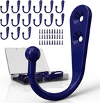 15-Pack Coat Hooks with 30 Screws | Heavy Duty Wall Mounted for Robe, Backpack & Keys | Entryway, Bathroom, Bedroom Hanging Hardware (Purple)