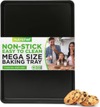 NutriChef Nonstick XL Cookie Sheet Baking Pan - Extra Large 22 Inch x 16 Inch with Raised Edges, Thick Carbon Steel Oven Baking Sheet for Jelly Rolls, Cookies, Cakes, & Pastries - Black