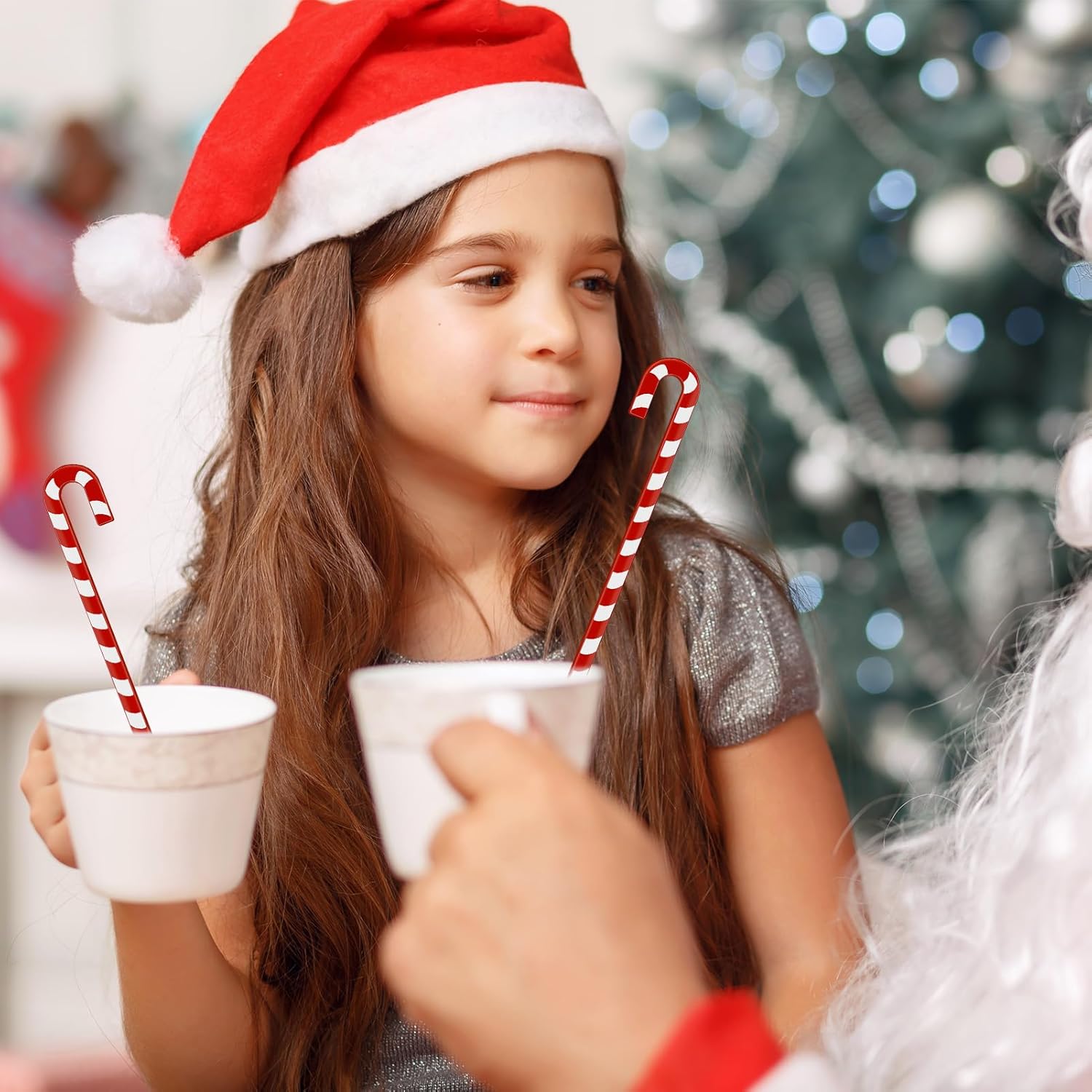 30 Pcs Christmas Coffee Stirrers Candy Cane Swizzle Sticks Coffee Bar Decoration Hot Cocoa Plastic Cocktails Drink Stirrers Reusable Beverage Stir Gifts for Xmas Party Supplies(Red, White)