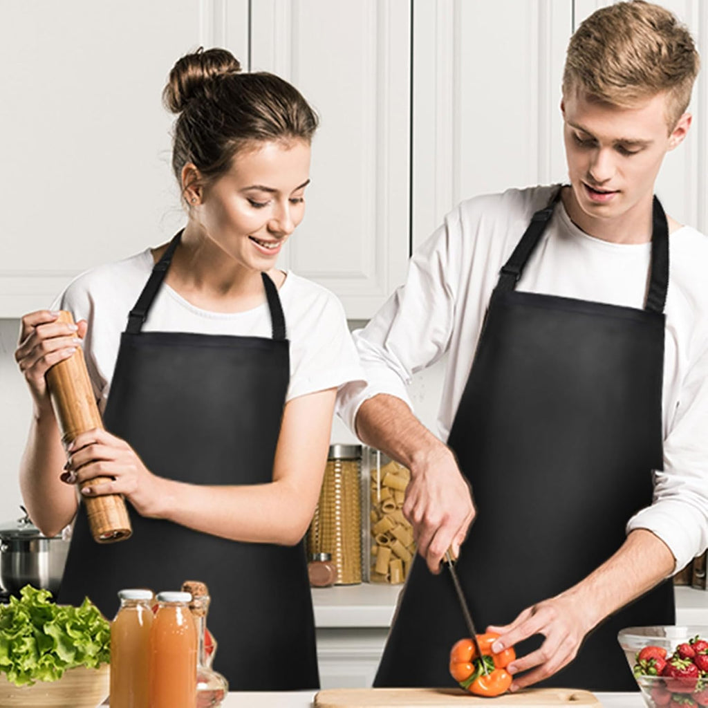 Gotega 6 Pack Waterproof Rubber Vinyl Apron 40 Inch Chef Aprons for Men Heavy Duty Chemical Work Apron Extra Long Grilling Aprons with Adjustable Bib Apron for Dishwashing Lab Butcher Black