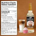 Syruvia Cupcake Coffee Syrup - 25.4 fl oz - Kosher Syrups, Gluten Free, No Coloring, Perfect for Drinks, Soda, Shakes, Desserts, and More.