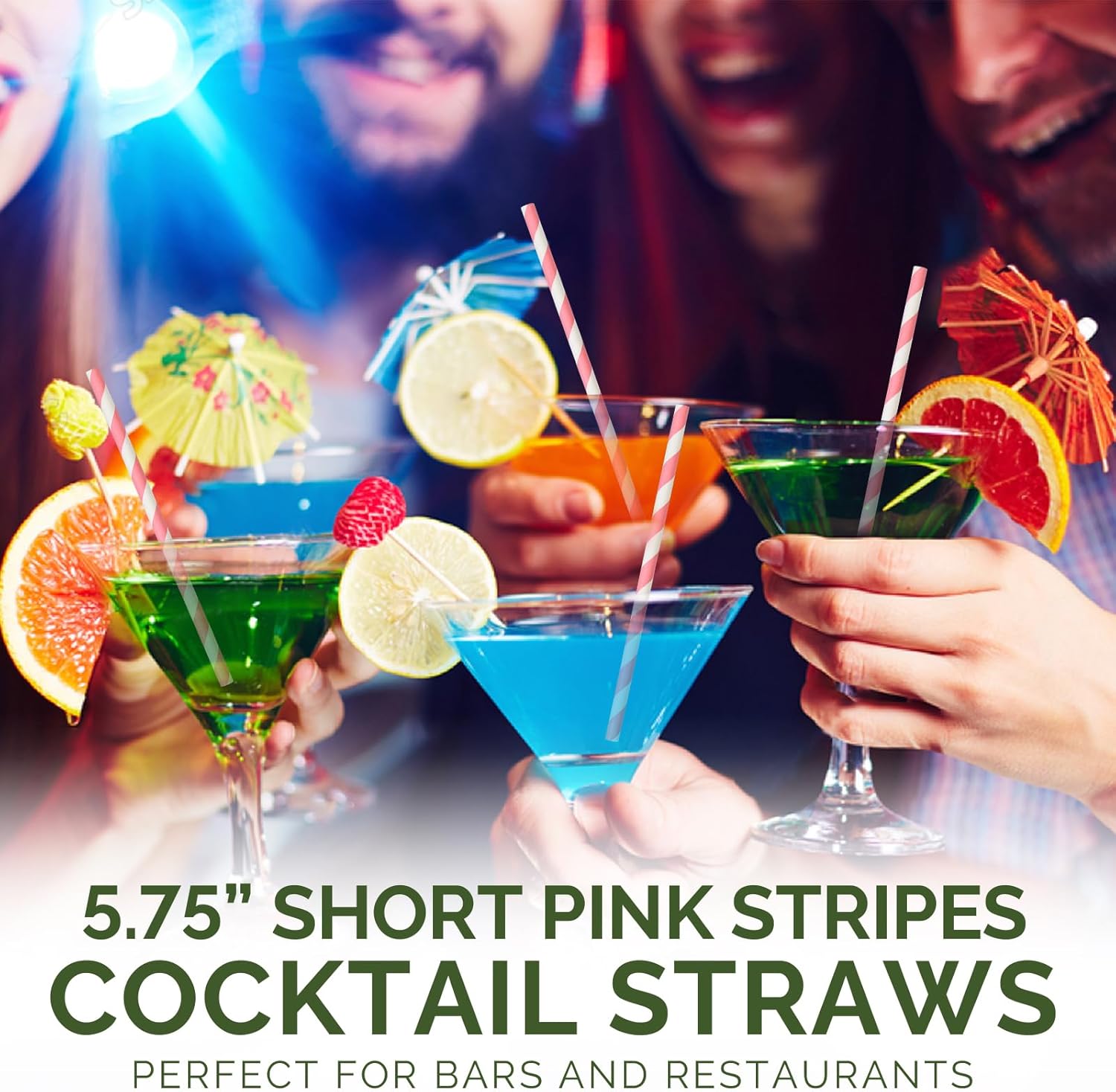 5.75 inch Short Pink Paper Straws 500 Counts, for Cocktail, Mixed Drinks, Cake Pops, Bars, Restaurants - Disposable, Compostable