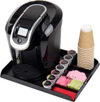 Mind Reader Coffee Station Serving Tray, 7 Pod Capacity Countertop Organizer, Storage, 17.5" L x 13.25" W x 1.25" H, Single, Black