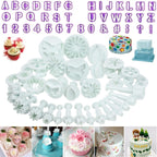 Flower Fondant Cutters,73Pcs Cake Cookie Cutter Plunger Sugarcraft Alphabet Letters Decorating Tools,Sunflower Rose Leaf Butterfly Heart Star Carnation Hollow Calyx Cutter Molds,Icing Modelling Kit