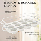 8 Pcs Silicone Muffin Pan Set, 12 Cup Regular and 24 Cup Mini Nonstick Muffin Tray with 6 Pcs Utensils, Silicone Muffin Pan for Baking with Metal Reinforced Frame BPA Free (8 Pcs, Cream)