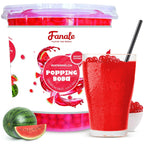 Fanale Watermelon Popping Boba Pearls, Vegan, Non GMO, Gluten Free, Fat Free, Perfect for Bubble Tea, Smoothies, Ice Cream, Desserts, and Beverages.