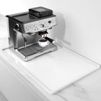 Rnivvi Silicone Coffee Mat, 16" x 24" Waterproof Raised Edge Coffee Bar Mats for Espresso Machine Station Accessories, Heat Resistant Dish Drying Pad for Kitchen Counter, Rubber Bar Decor Pad, White
