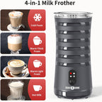 Paris Rhône Milk Frother, 4-in-1 Milk Steamer and Frother, Hot & Cold Foam Milk Warmer with Temperature Control(Grey)