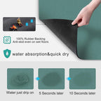 Coffee Dish Drying Mat,Coffee Bar Machine Decor Accessories,coffee maker mat for countertops,Absorbent Pad,Washable kitchen counter mat,Reversible Microfiber Fitted countertop cushions(bean green)