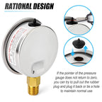 MEANLIN MEASURE 0~160Psi Stainless Steel 1/4" NPT 2.5" FACE DIAL Liquid Filled Pressure Gauge WOG Water Oil Air Lower Mount (Pack of 2), with 1/2" NPT and 3/8" NPT Hex Bushing