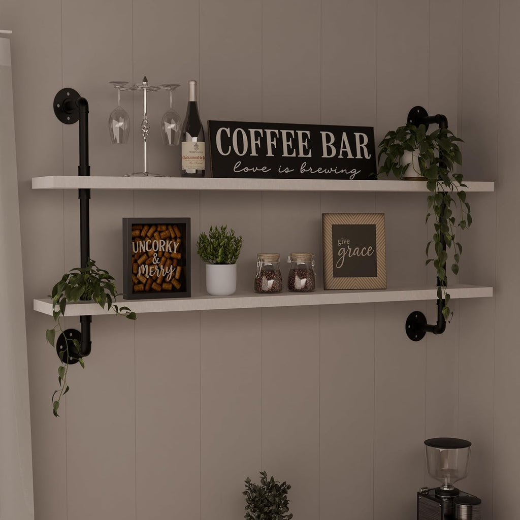 Floating Bookshelf Bathroom Shelves Over Toilet Industrial Pipe Shelving Pipe Shelves Rustic White Wall Shelves 36 Inch Farmhouse Book Shelves for Wall Mounted