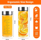 Glass Juice Bottles 6 Pack 16 oz - Wide Mouth Glass Water Bottles with Lids - for Juicing, Protein, Smoothie, Milk, Reusable, BPA Free, Stainless Steel Lids, Blender, Shaker Bottle (16oz/500ml)