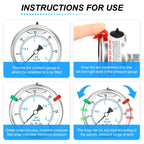 MEANLIN MEASURE 0~30Psi Liquid Filled Pressure Gauge Stainless Steel 2.5" FACE DIAL 1/4" NPT 316 Stainless Steel Joint for Pool Sand Filter Water Oil Air Pressure Test Back Mount, with 2PCS Snaps