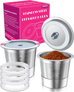 Reusable K Cups for K eurig, Universal Stainless Steel K Cup Reusable Coffee Pods Compatible for K eurig 1.0 & 2.0 Coffee Makers,Eco-Friendly, BPA-Free (2 Pack)