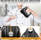 Electric Hand Mixer with Stainless Steel Whisk, Dough Hook Attachment and Storage Bag, Handheld Mixer for Baking Cakes, Eggs, Cream Food Mixers. Turbo Boost /5 Speed Kitchen Blender