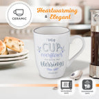 Christian Art Gifts Microwave & Dishwasher Safe Inspirational Scripture Mug for Women: Cup Overflows with Blessings Encouraging Bible Verse Psalm Novelty Drinkware, White & Leafy Purple Floral, 12 oz.