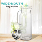 68 Oz Square Glass Pitcher with Lid and Spout, 2 Quart Lightweight Water Pitchers for Hot/Cold Drink, Heat Resistant, Borosilicate Jugs, Glass Carafe with Handle,Ideal for Fridge Storage(1Pack)