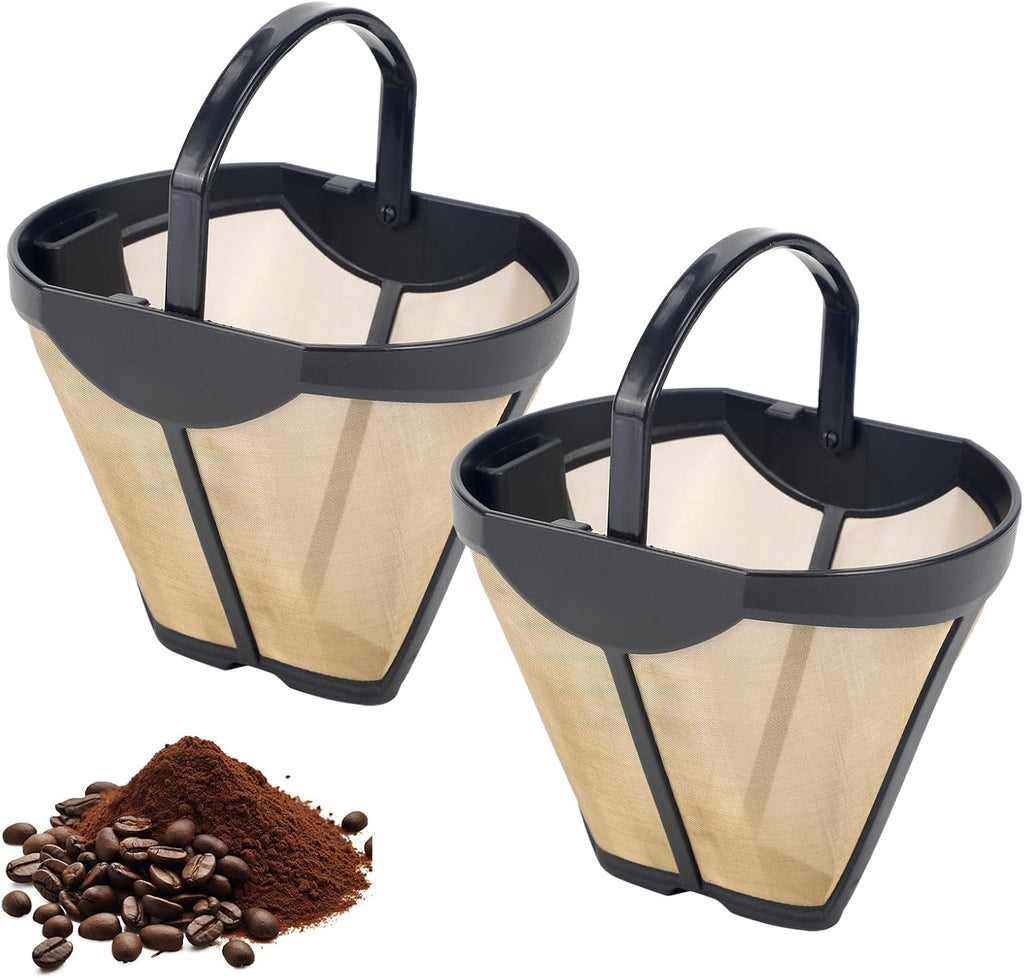 Coffee Permanent Filter for Ninja CFP Dual Brew, Reusable Gold Tone Coffee Filter Basket Compatible with Ninja Coffee Makers CFP300 CFP301 CFP305 CFP307 (2 Packs)