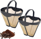Coffee Permanent Filter for Ninja CFP Dual Brew, Reusable Gold Tone Coffee Filter Basket Compatible with Ninja Coffee Makers CFP300 CFP301 CFP305 CFP307 (2 Packs)