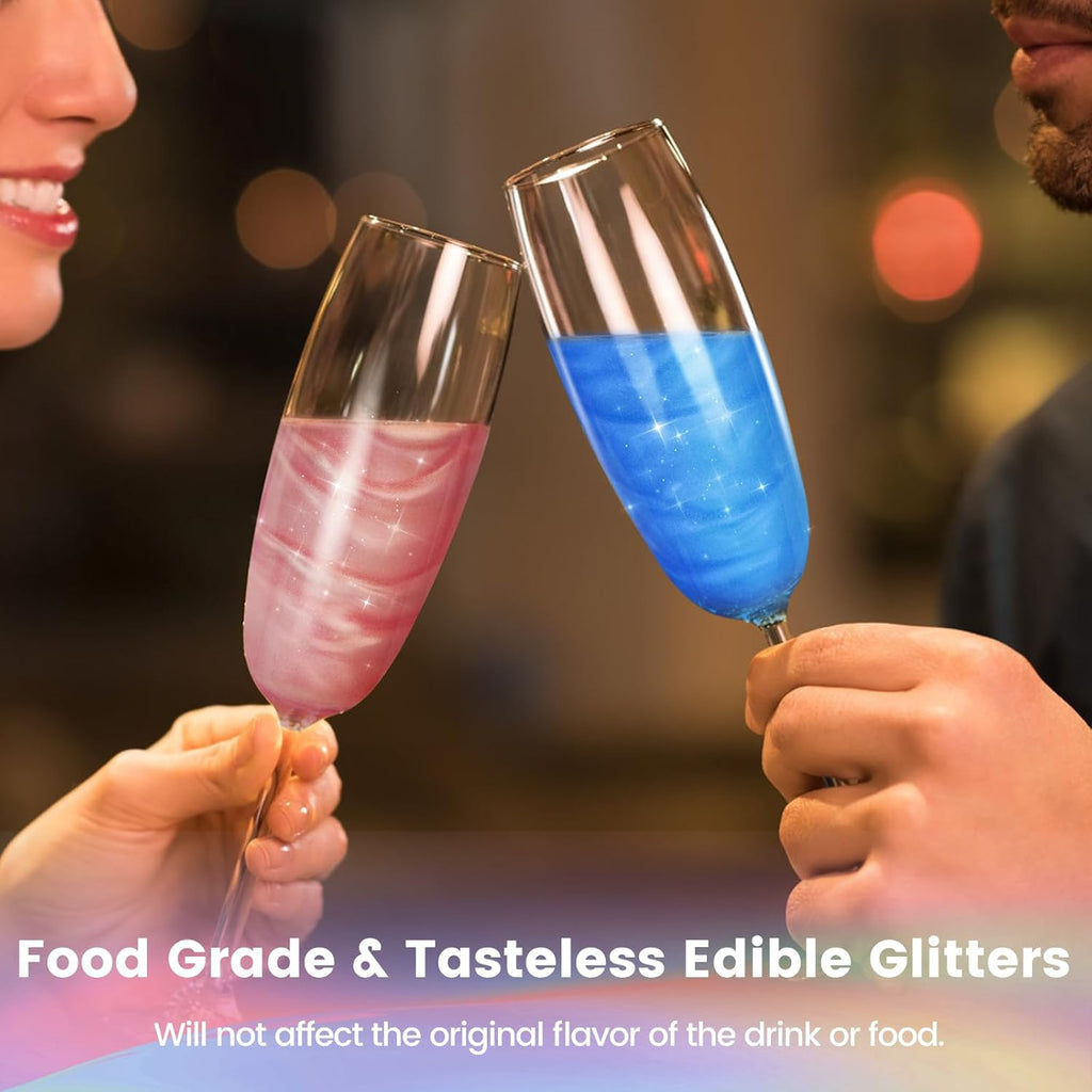 5 Colors Edible Glitter Set, Edible Glitter for Drinks, Luster Dust Shimmer Powder for Cakes, Cocktails, Beverages, Strawberries, Cookies, Candies, Fondant, Easter Eggs(5g/Bottle)