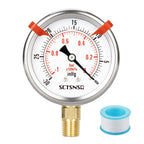 -30 inHg to 0 Vacuum Pressure Gauge, Glycerin Liquid Filled, 2.5 inch Dial, 1/4" NPT Lower Mount, Stainless Steel Case, for Air Conditioning Line, Tank, Air Pump, HVAC, Pipe, Pressure Test
