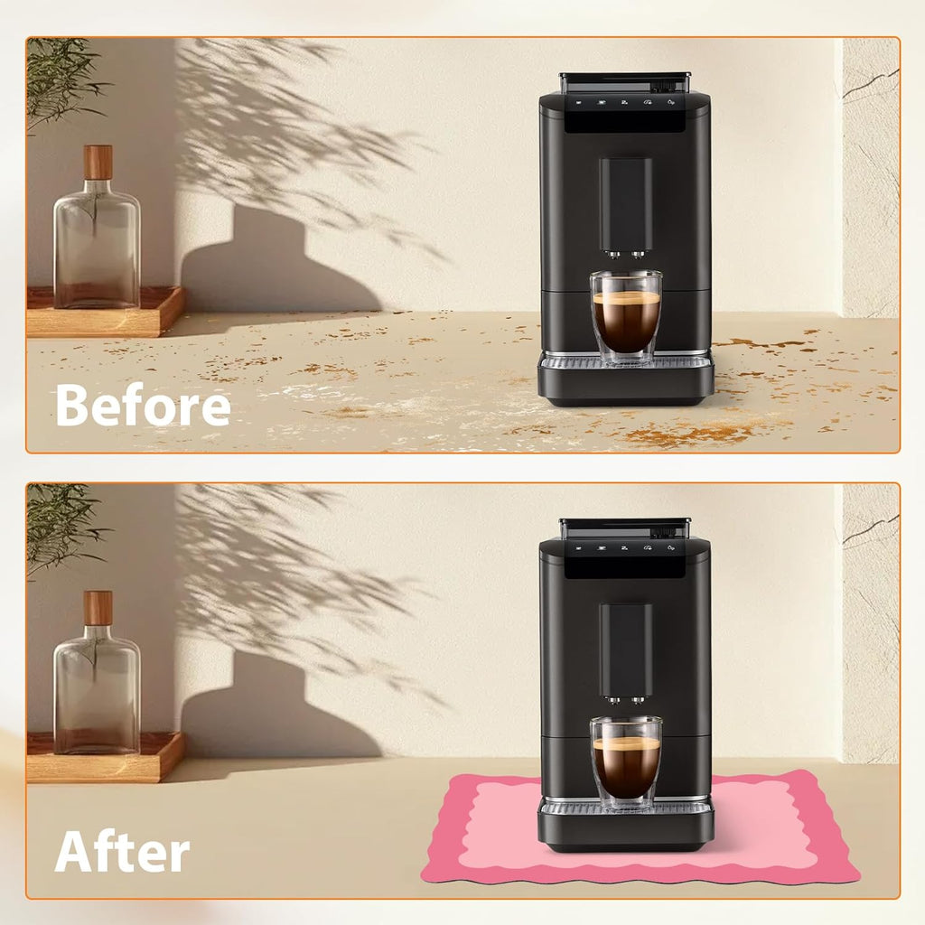 Scalloped Coffee Bar Mat for Countertop, Cute Dish Drying Mats for Kitchen Counter, Diatomite Absorbent Mat for Coffee Station, Kitchen Aesthetic Decor(16"x24", Rose Pink)