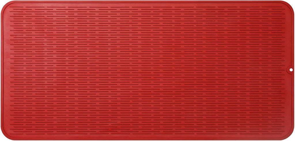 Silicone Dish Drying Mat for Multiple Usage,Easy clean,Eco-friendly,Heat-resistant Silicone Mat for Kitchen Counter or Sink,Refrigerator or Drawer Liner Red 5XL 36inches x 18inches