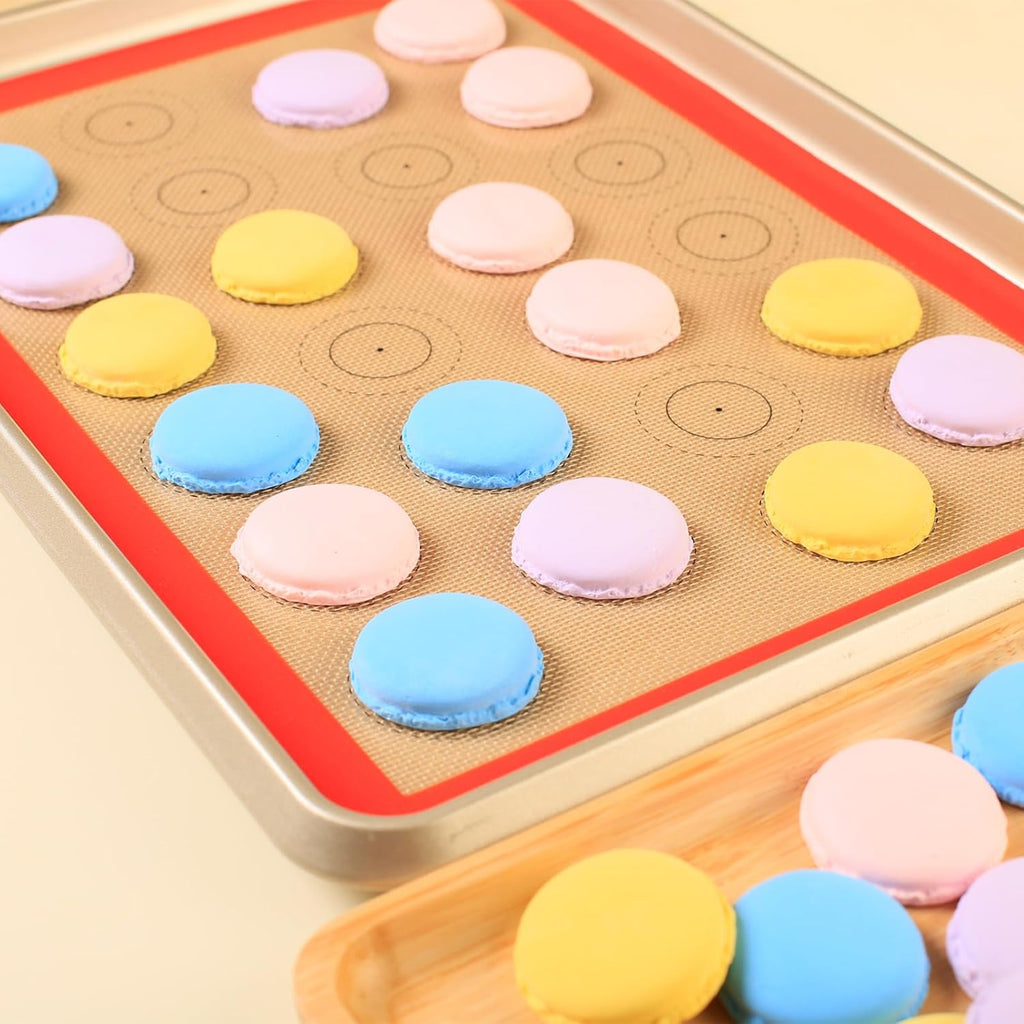 AMYONE Macaron Silicone Baking Mat, 2 PCS Half Sheet Silicone Mats for Baking, Non-Stick Silicone Cookie Sheet Liners for 13 x 18 Sheet Pan for Macaron/Cookie/Bread/Pastry, 11 5/8" x 16 1/2" Orange