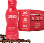 Iconic Protein Drinks, Café Latte (12 Pack) - Sugar Free & Low Carb - 20g Protein + 100mg Caffeine - Lactose Free, Gluten Free - Keto Friendly Protein Coffee
