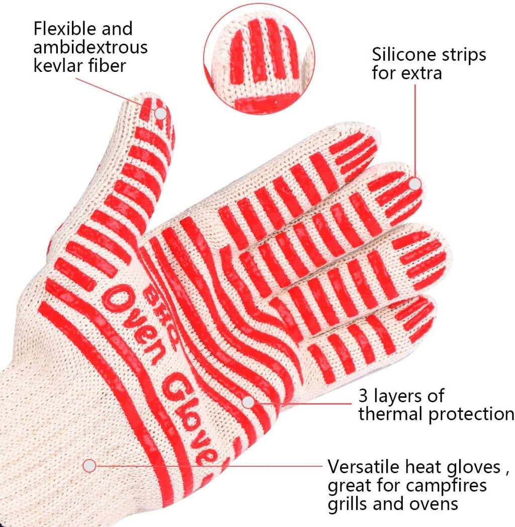 CZSYZCZS Extreme Heat Resistant Oven Gloves - 932F - Cooking Gloves for BBQ, Grilling, Baking,Cutting, Smoker Fireplace