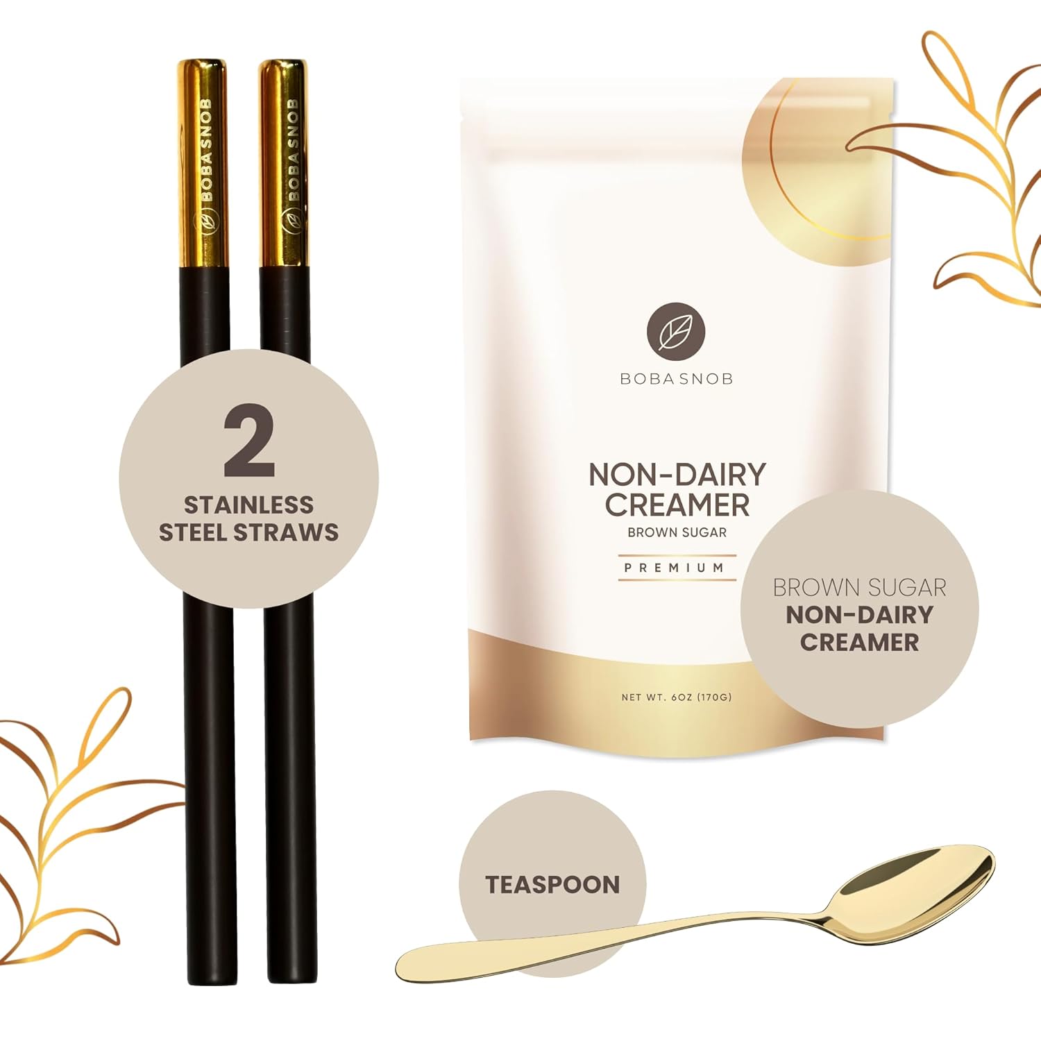 Boba Snob Boba Tea Making Kit, Bubble Tea Kit with Boba Gift Set, Boba Tea Maker Kit with 5 Premium Loose Leaf Teas, Tumbler, Two Stainless Steel Boba Straws, Teaspoon, and Tapioca Boba Pearls (Small)