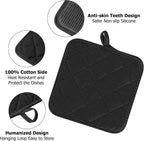 Oven Mitts and Pot Holders Set, Pack of 4, Heat Resistant Silicone Kitchen Mini Oven Mittens for 500 Degrees, Mini Oven Gloves and Hot Pads for Baking Grilling Barbecue Microwave Machine Washable