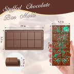 Chocolate Bar Mold 2 Pack, Non-Stick Deep Dubai Chocolate Bar Molds, Silicone, Rectangular Prism, Chocolate Color