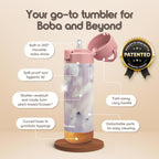 BobaMate® 25 oz Reusable Boba Cup & Tumbler with Lid, Straw, & Handle – Iced Coffee, Smoothie, Iced Matcha Cup – Spill-Proof, Shatter-Resistant, BPA-Free – Ube