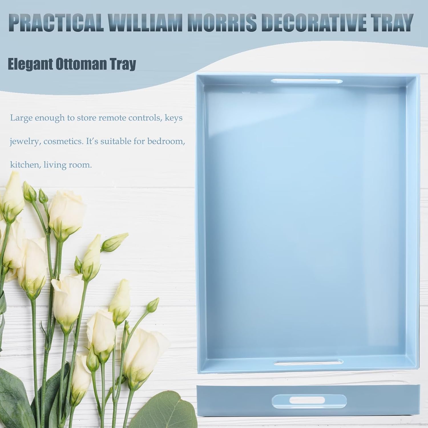 Spsyrine Serving Tray with Handles, Plastic Decorative Tray for Coffee Table, Living Room, Home Decor, 3040B