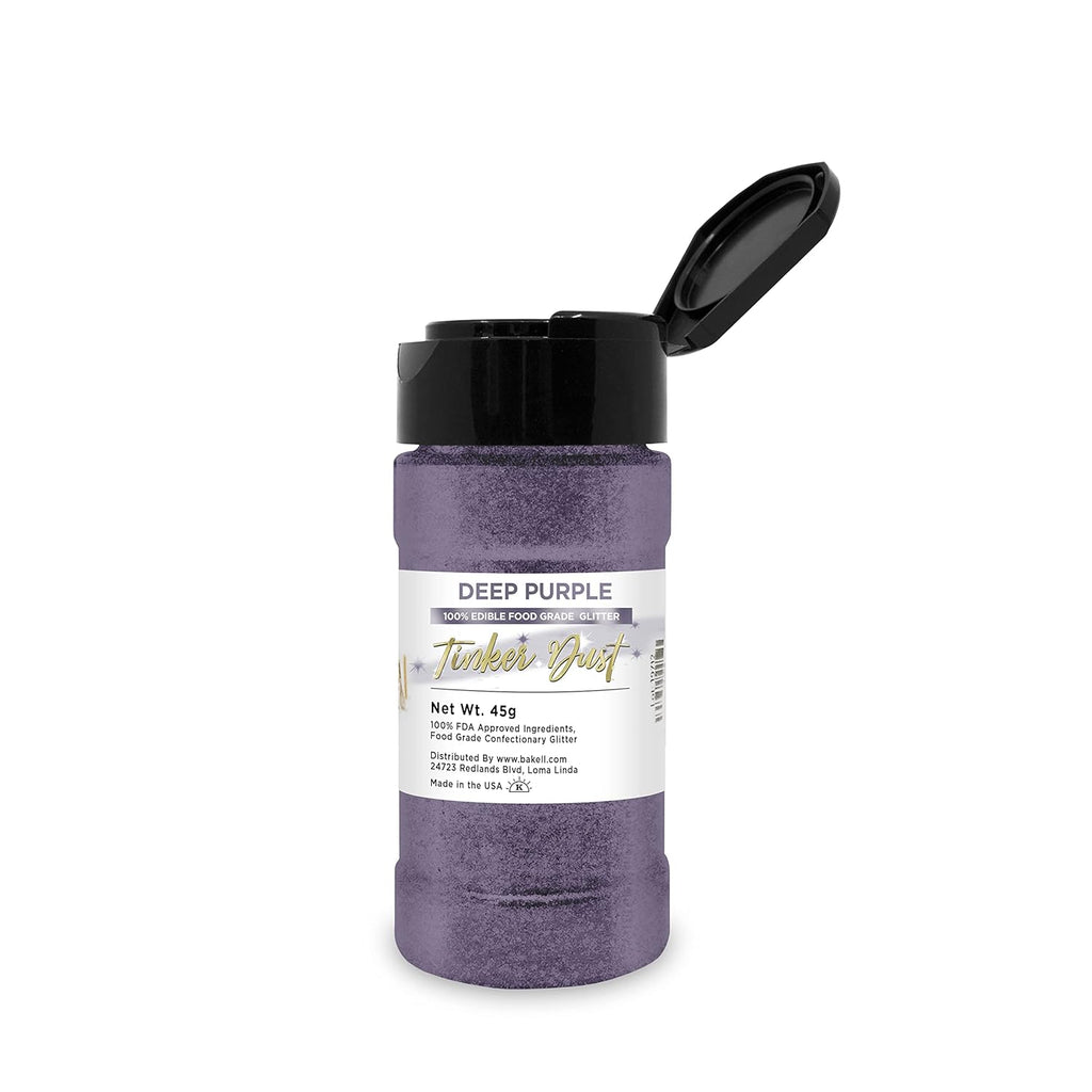 Deep Purple BAKELL Edible Glitter, 45 Grams | TINKER DUST Edible Glitter | KOSHER Certified | 100% Edible Glitter | Cakes, Cupcakes, Cake Pops, Drinks, Dessert Vegan Glitter & Dusts (45g Shaker, Deep Purple)